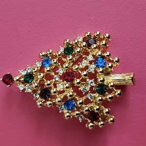 Brooch SIGNED EISENBERG CHRISTMAS TREES 2 1/2 IN